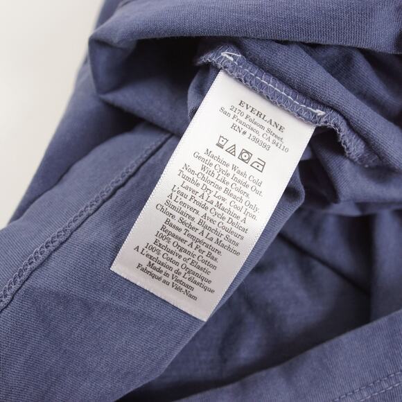 Everlane Essential Organic Cotton Garment Dyed BLue Short Sleeve Henley Sz M - Picture 7 of 8